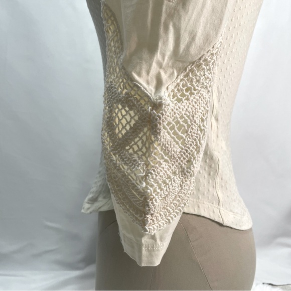 Free People NWT Moonglow Brunch Date Henley Cream Ivory Blouse Crop Top Size S - Picture 5 of 12